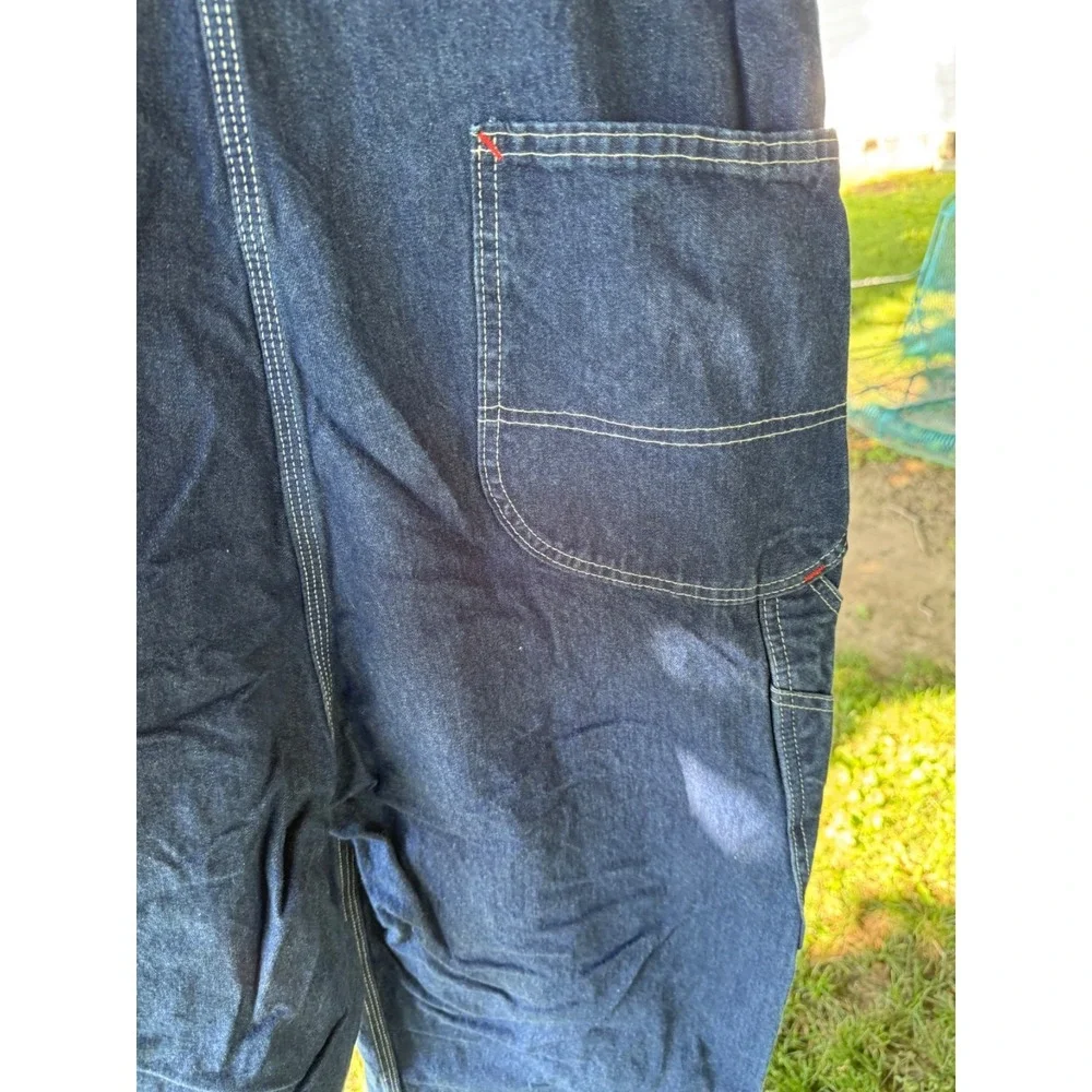 Dickies Bib Overalls Men's 38x32 Blue Denim Carpenter 2014 Made Mexico Zip Fly
